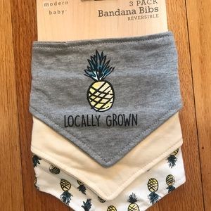 NWT 3 Pack Modern Baby Tropical Pineapple Bandanna Bibs